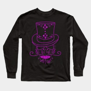 Skull with hat in pink Long Sleeve T-Shirt